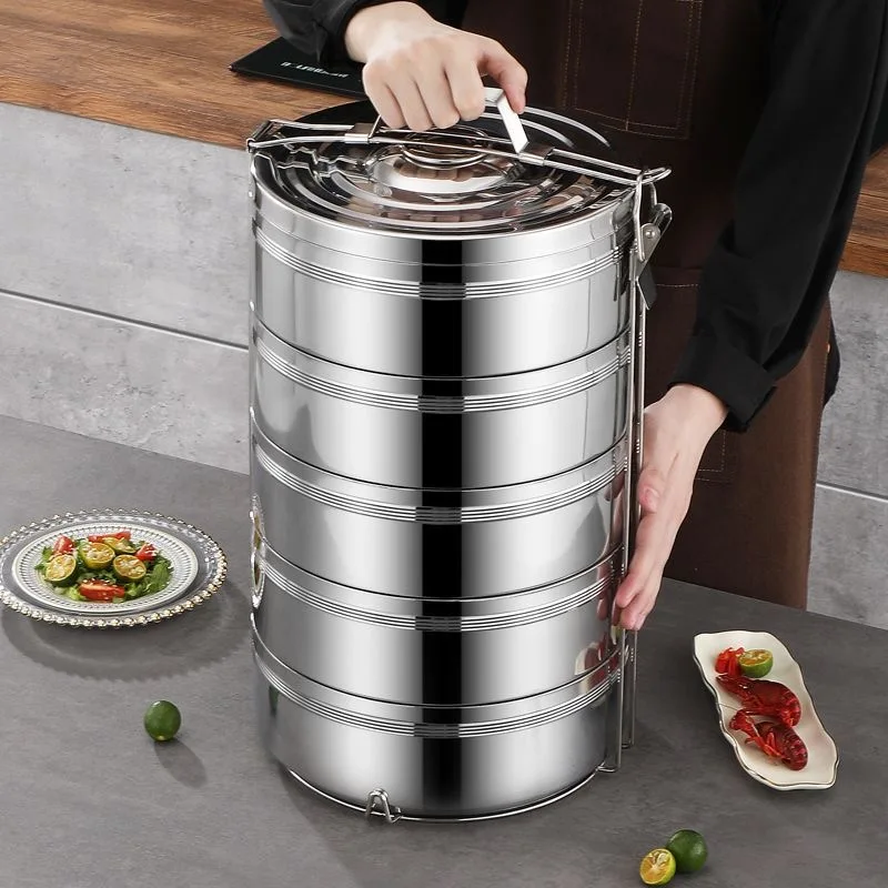 Boîte à lunch inox multi-niveaux TIANKANG – Isotherme, portable, 5 compartiments 30CM