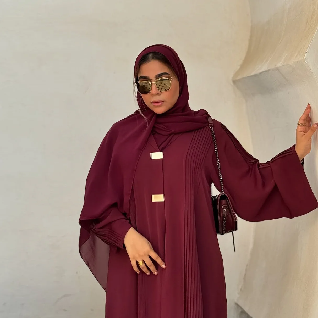 Abaya Modeste MQ189 – Robe Longue Ample Style Cardigan, Tissu Respirant Toutes Saisons