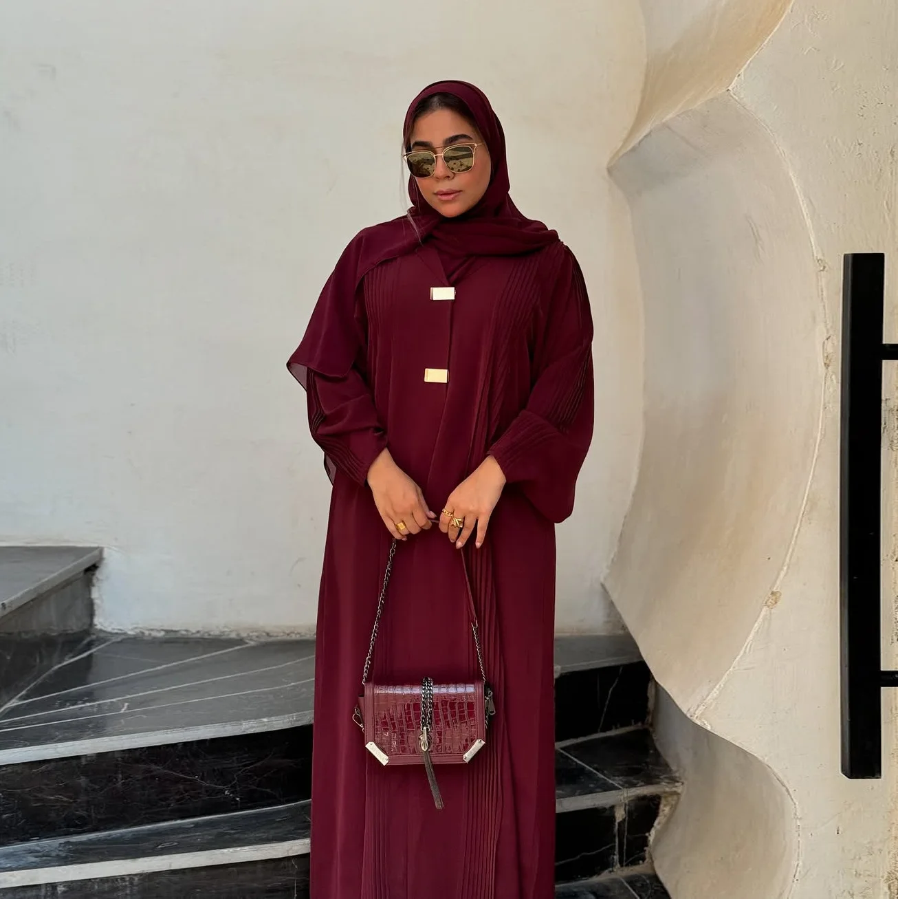 Abaya Modeste MQ189 – Robe Longue Ample Style Cardigan, Tissu Respirant Toutes Saisons