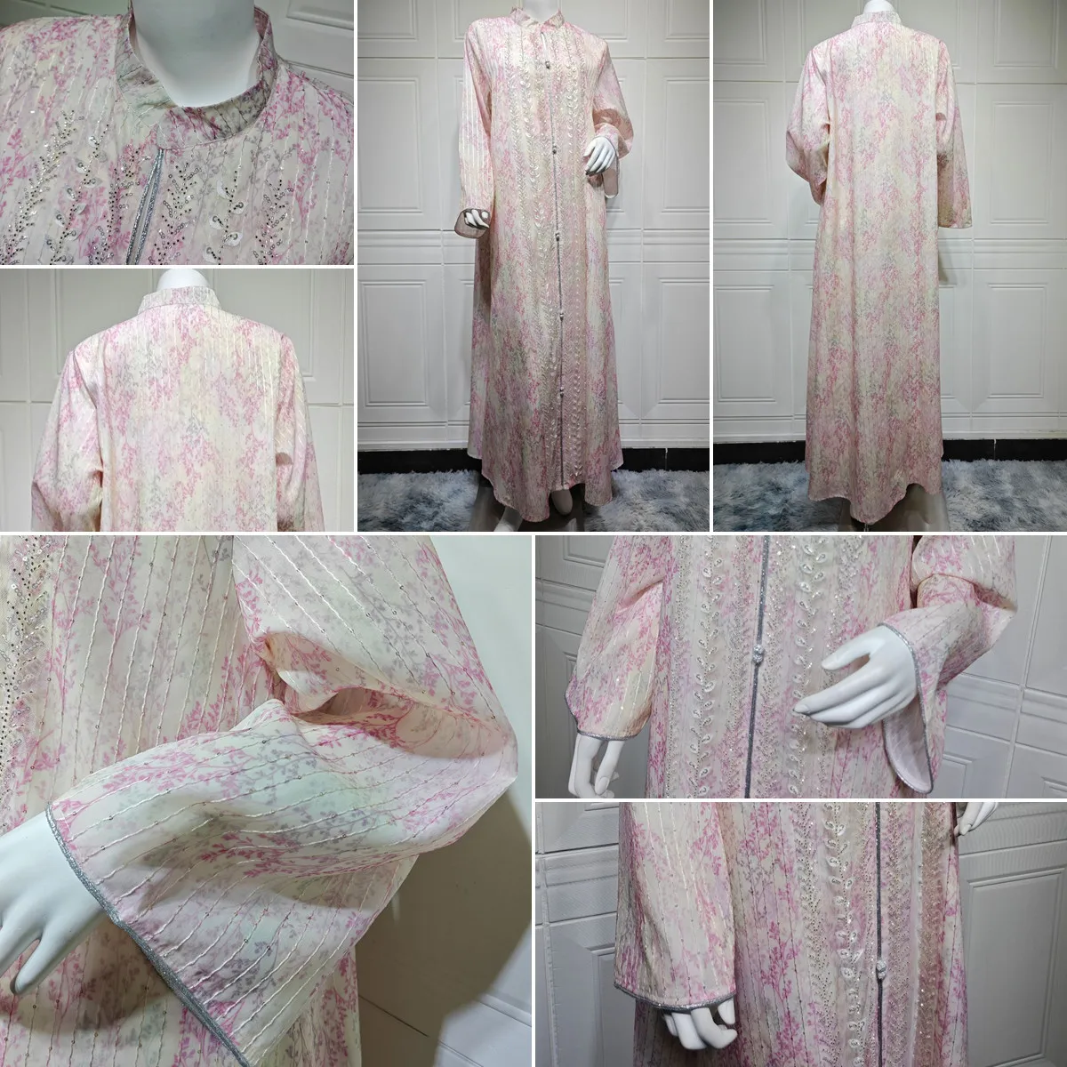 Abaya Brodée Paillettes MQ277 – Robe Islamique Maxi Femme | Dubaï Style