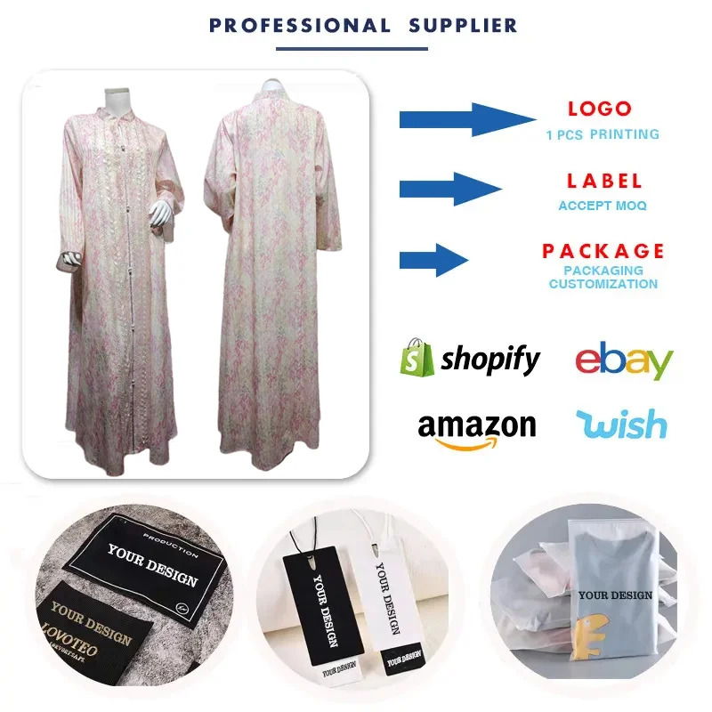 Abaya Brodée Paillettes MQ277 – Robe Islamique Maxi Femme | Dubaï Style
