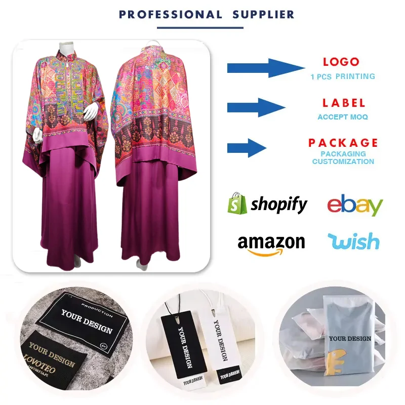 Abaya AB553 Brodée Manches Chauve-Souris + Robe Intérieure – Élégance Islamique