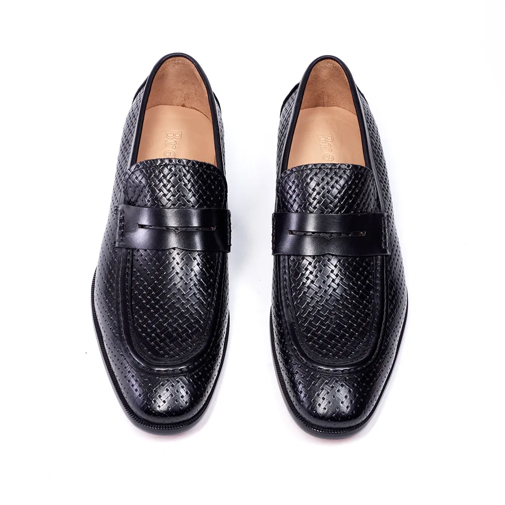 Chaussures homme cuir véritable tressé peint à la main – Modèle 3618-60