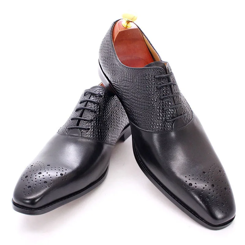 Chaussures Oxford en cuir véritable pour hommes – Élégance sculptée pour bureau & mariage