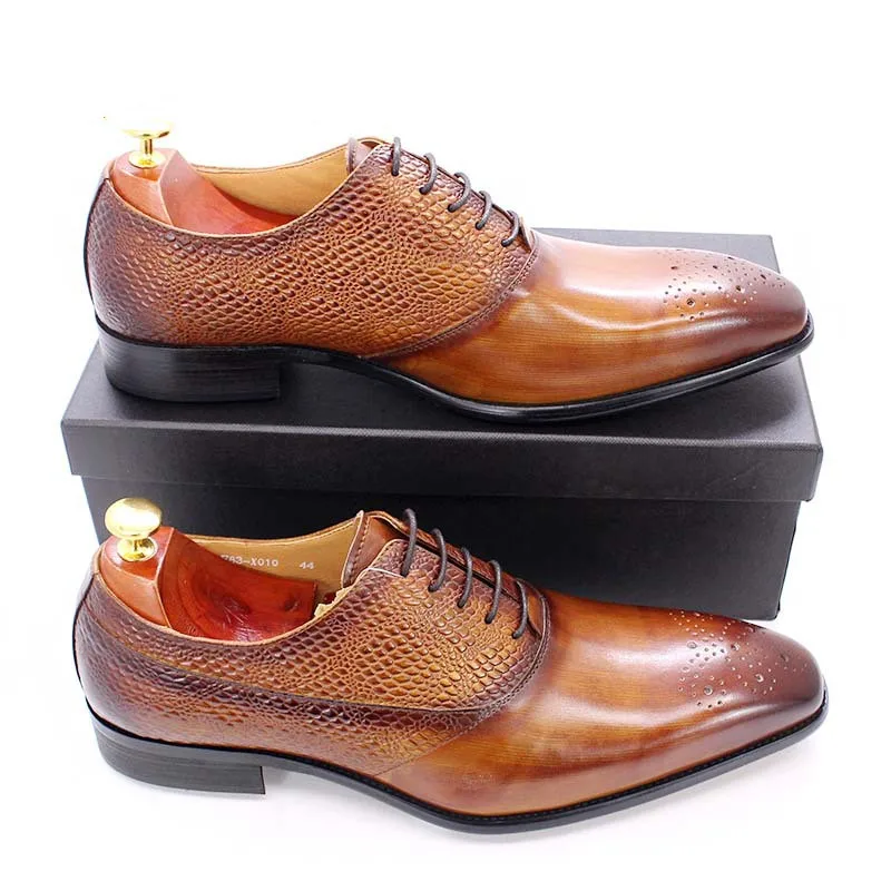 Chaussures Oxford en cuir véritable pour hommes – Élégance sculptée pour bureau & mariage
