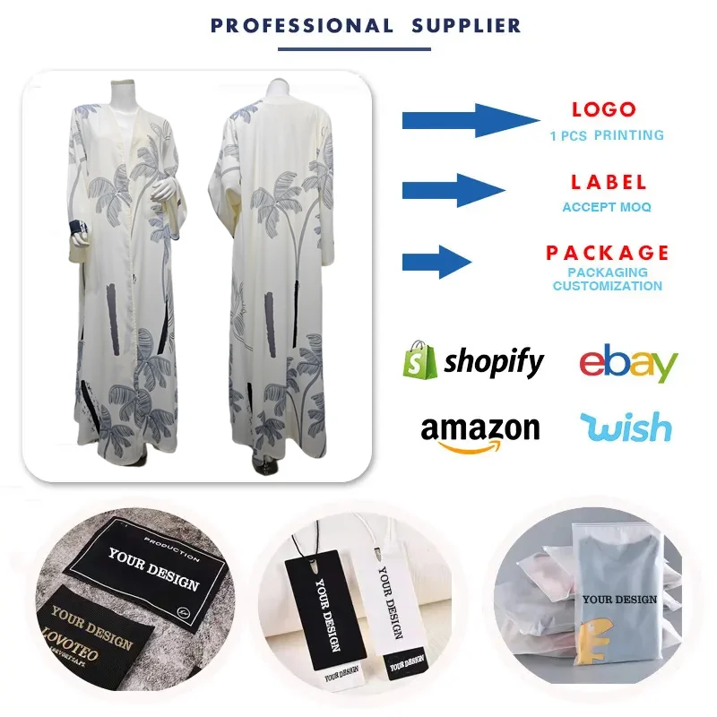Abaya Tendance MQ278 – Robe Musulmane Maxi Imprimé Digital + Hijab