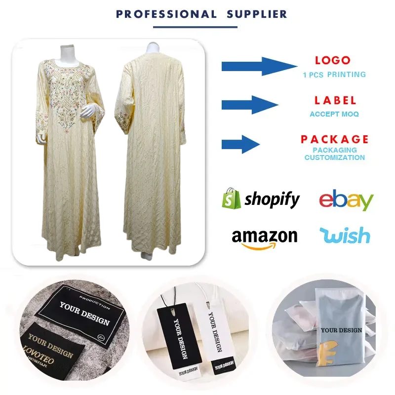 Abaya Luxe Brodée AB557 – Robe Islamique Maxi Élégante Femme (Dubaï/Turquie)