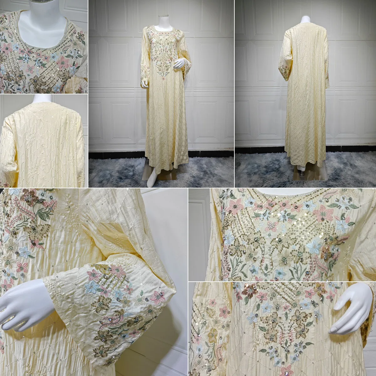 Abaya Luxe Brodée AB557 – Robe Islamique Maxi Élégante Femme (Dubaï/Turquie)