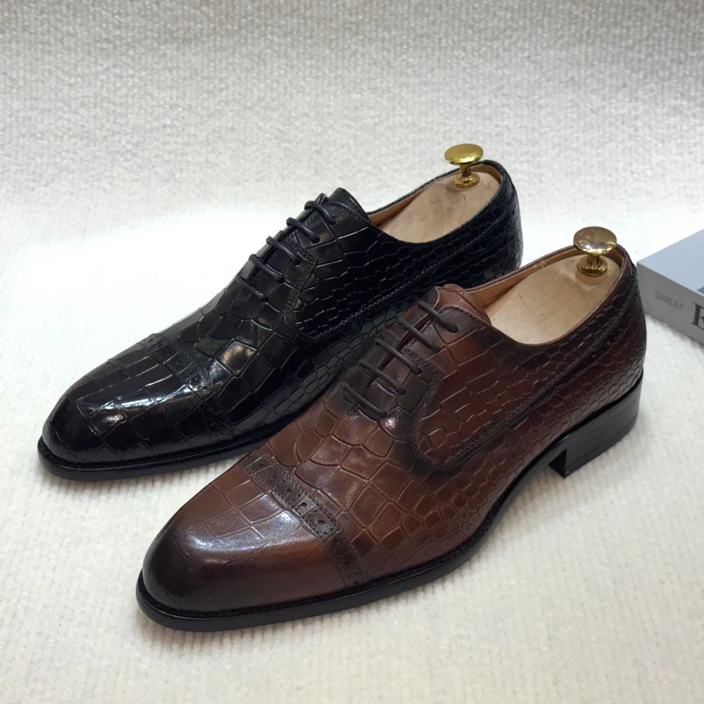 Chaussures Oxford en Cuir Véritable pour Homme – Motif Animalier Élégant | F515-A02