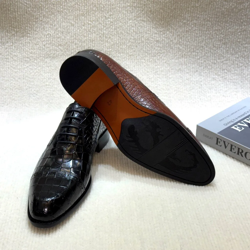 Chaussures Oxford en Cuir Véritable pour Homme – Motif Animalier Élégant | F515-A02