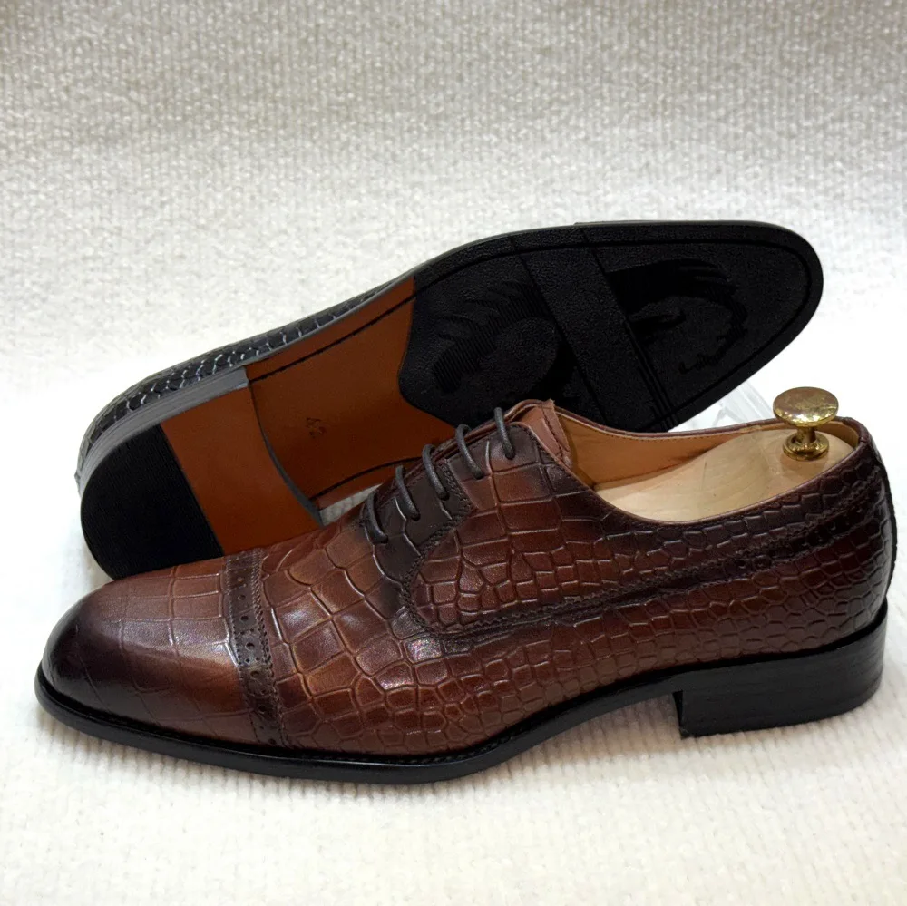 Chaussures Oxford en Cuir Véritable pour Homme – Motif Animalier Élégant | F515-A02