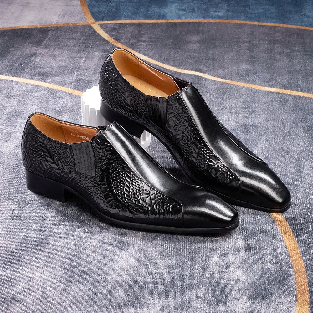 Mocassins Oxford en cuir véritable F510-MC603 – Chaussures habillées homme bout pointu