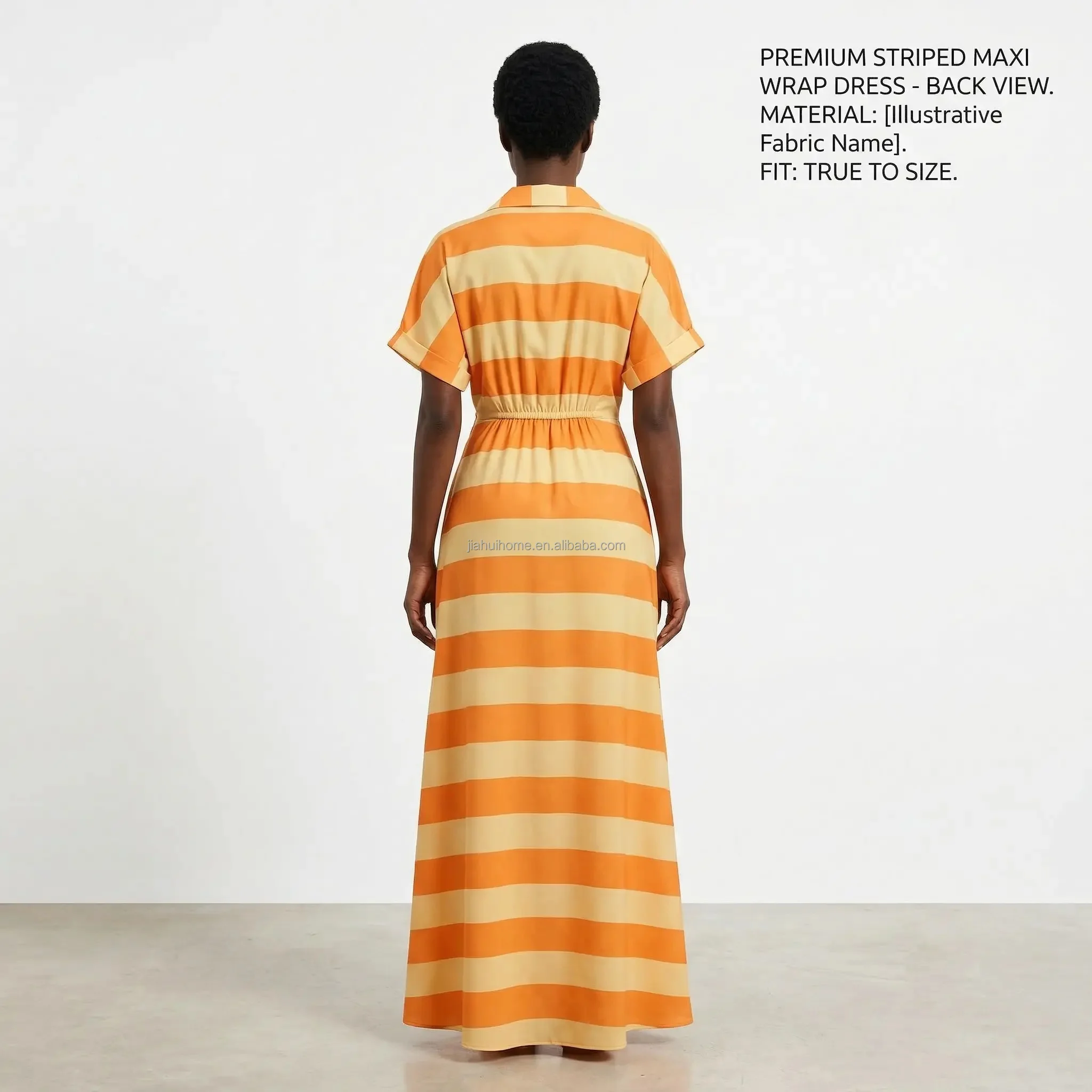 Robe Longue Africaine Élégante pour Femme – Coupe Ample, Imprimé Rayé, Nœud Décoratif