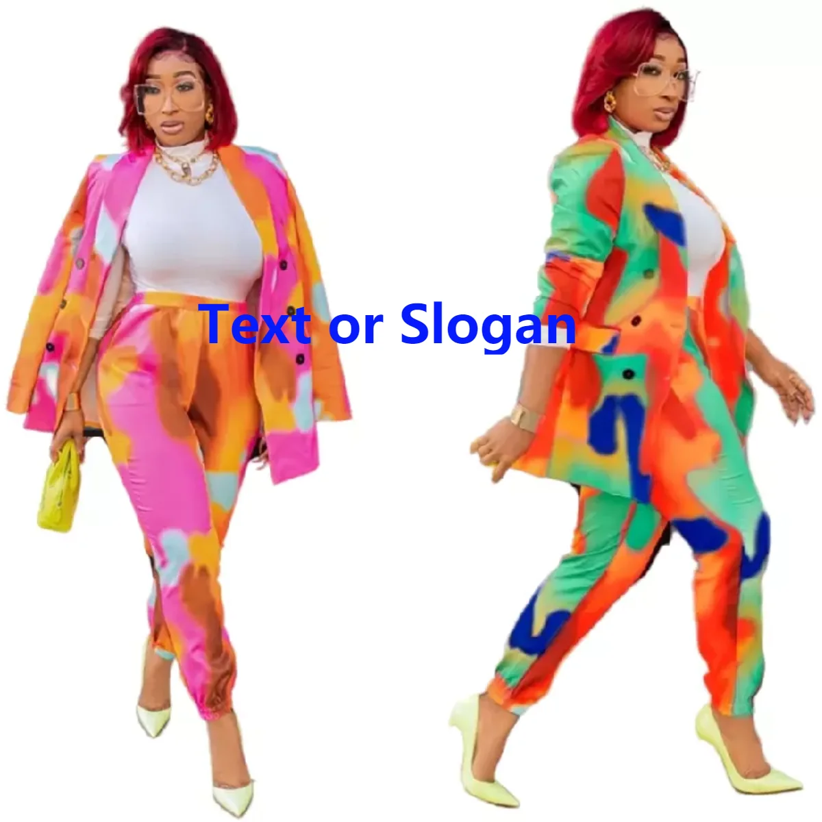 Ensemble 2 Pièces Femme Gilet + Pantalon Color Block – Tenue Bureau Chic Africaine