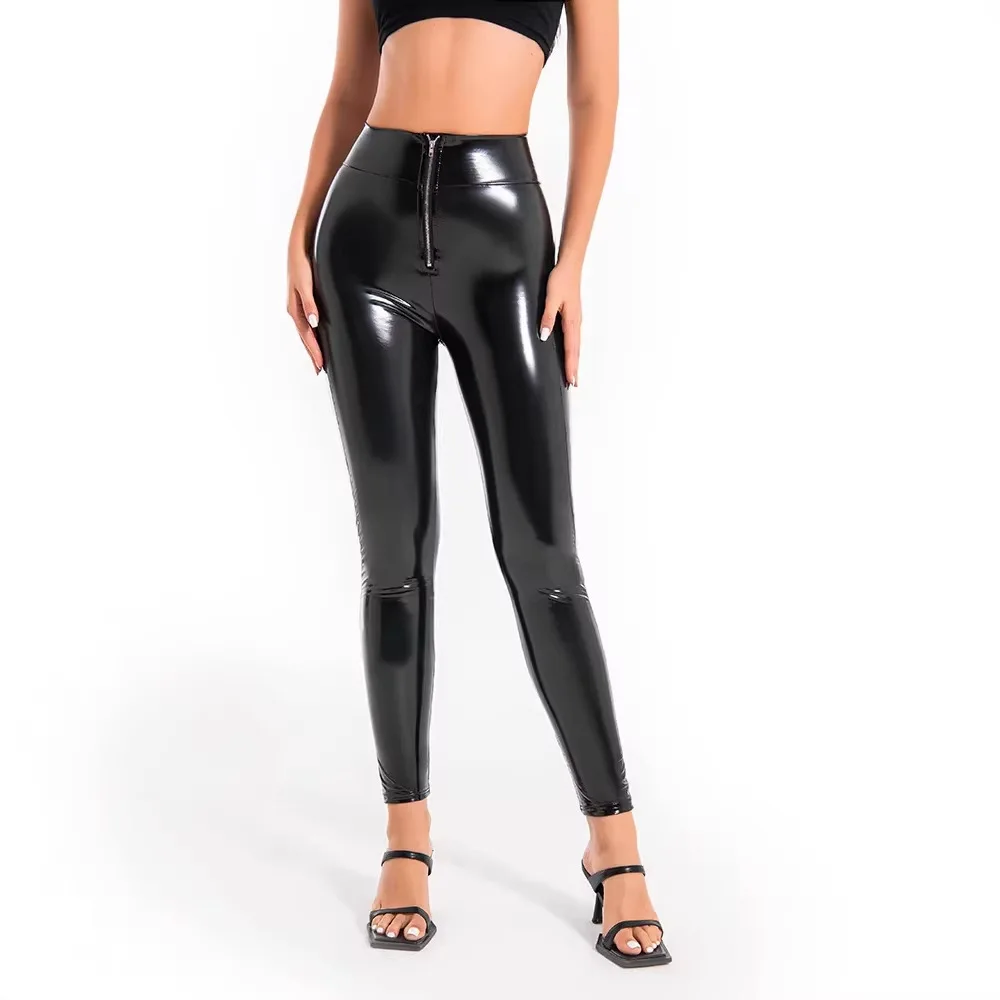 Legging Taille Haute Brillant Cuir PU Noir – Sexy & Tendance