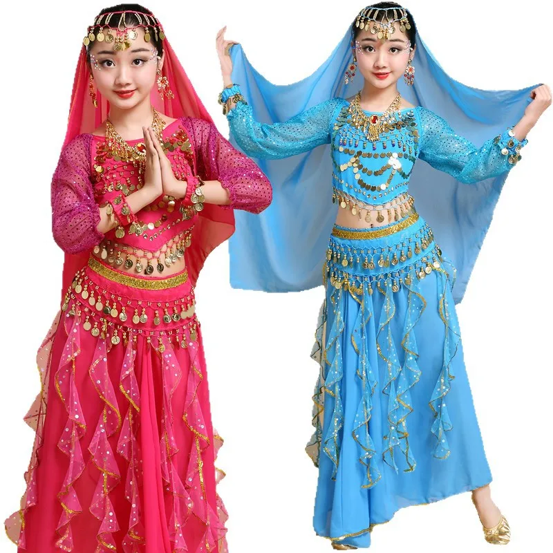 Costume de Danse Orientale Sequins Scintillants pour Filles – Set Complet