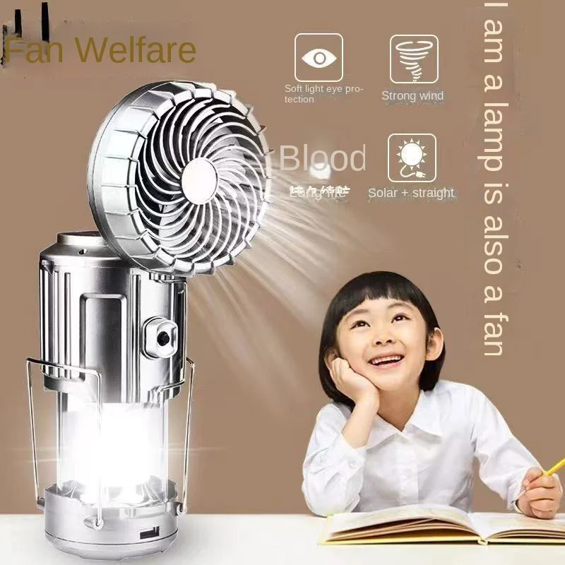 Ventilateur Portable 3-en-1 Rechargeable – Lampe LED & Batterie de Secours Camping