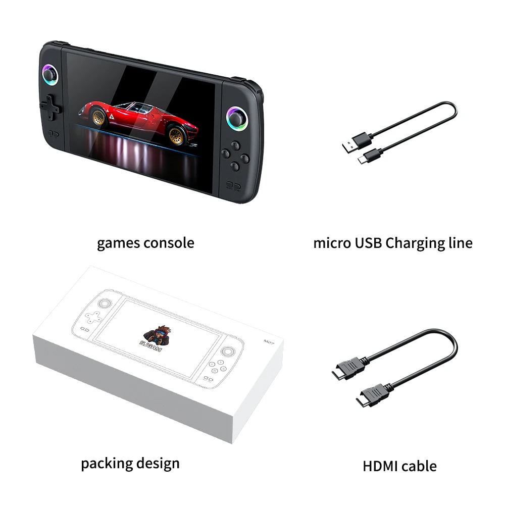 Console de Jeu Portable M27 7 Pouces – 10 000 Jeux Inclus, 128GB, Wi-Fi