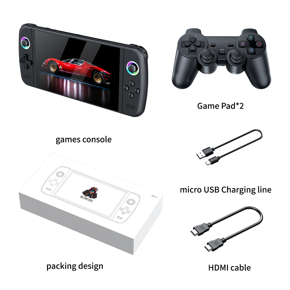 Console de Jeu Portable M27 7 Pouces HD – 10 000+ Jeux, Wi-Fi, 64 Go