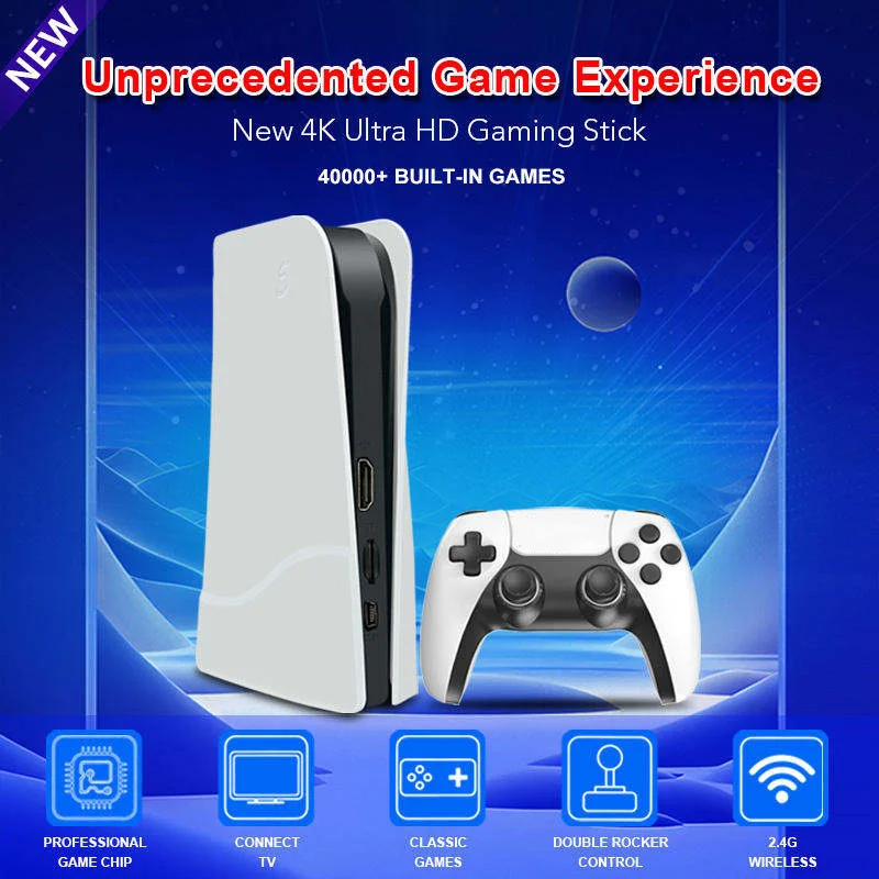 Console de Jeux RS5 Android TV Box 4K – 15000+ Jeux, Manette Sans Fil, 64 Go