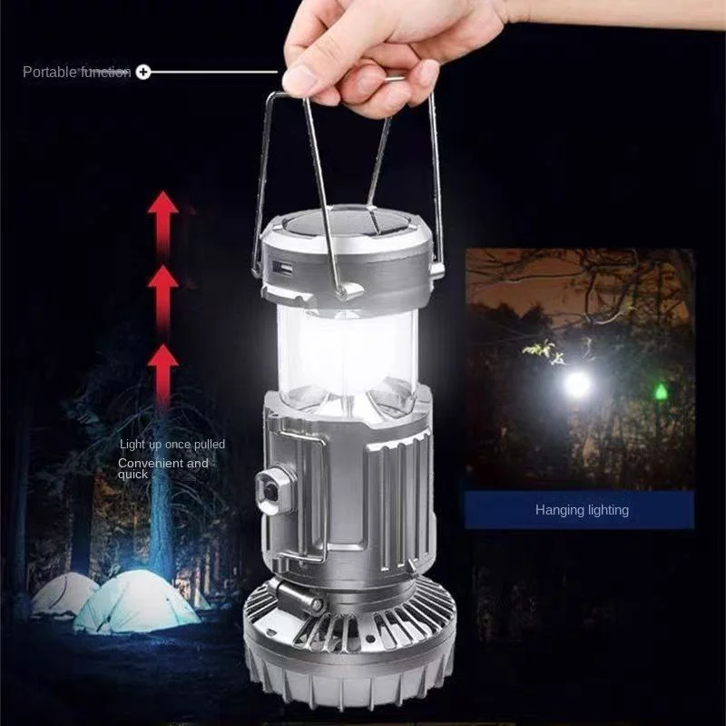 Ventilateur Solaire Rechargeable avec Lampe LED Camping – Portable & Multifonction