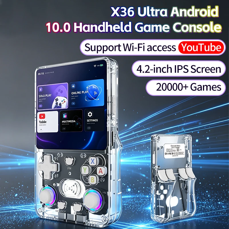 Console de Jeu Portable X36 Ultra 4,2" 64Go | 15000 Jeux Intégrés Wi-Fi Linux RK3326
