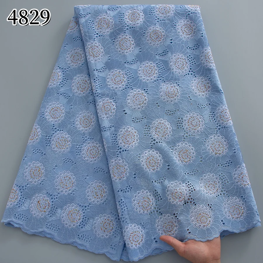 Tissu Dentelle Voile Suisse Brodé avec Strass – Élégant & Africain