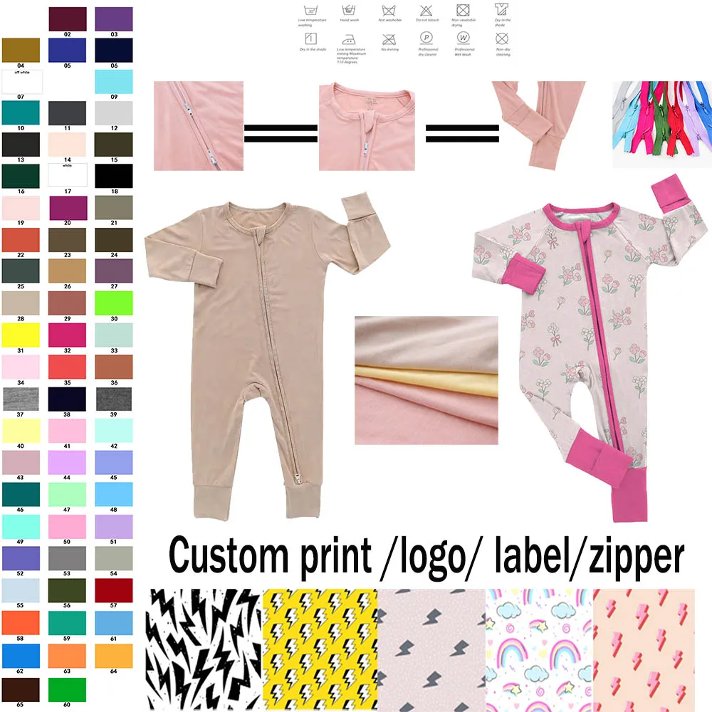 Pyjama Bébé en Bambou Zippé Manches Longues – Unisexe Respirant & Éco-Friendly