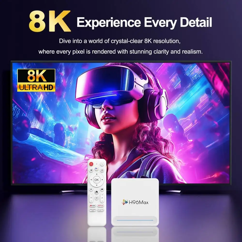 Décodeur IPTV MAX 8K Android 14 STB Smart TV Box 2G/16G Amlogic S905W