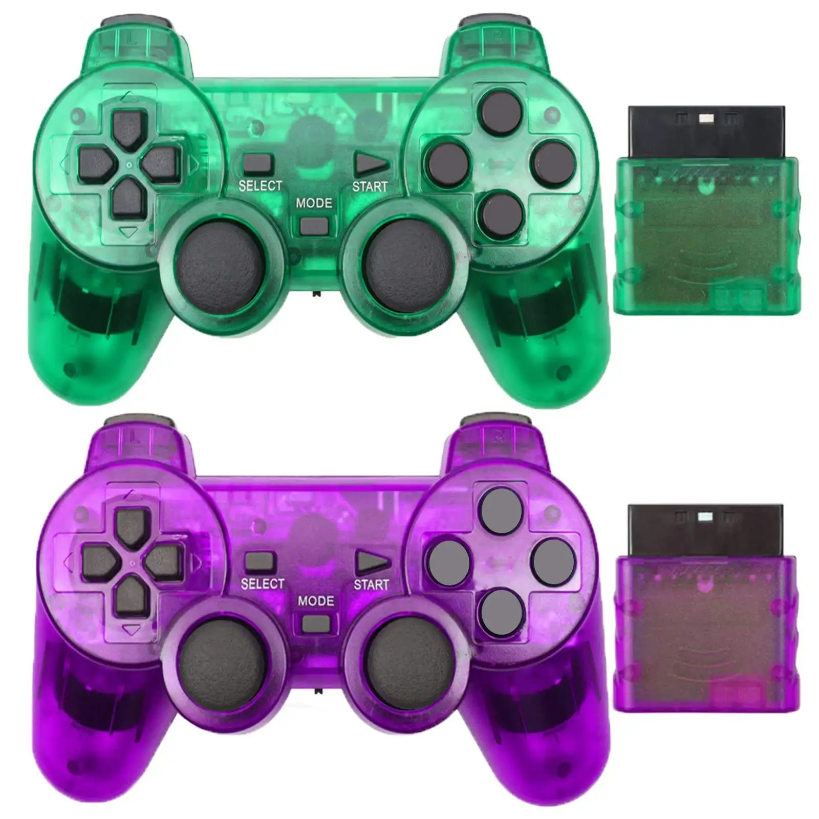 Manette Sans Fil PS2 XMT Double Vibration Joystick 2.4GHz Noir/Couleurs