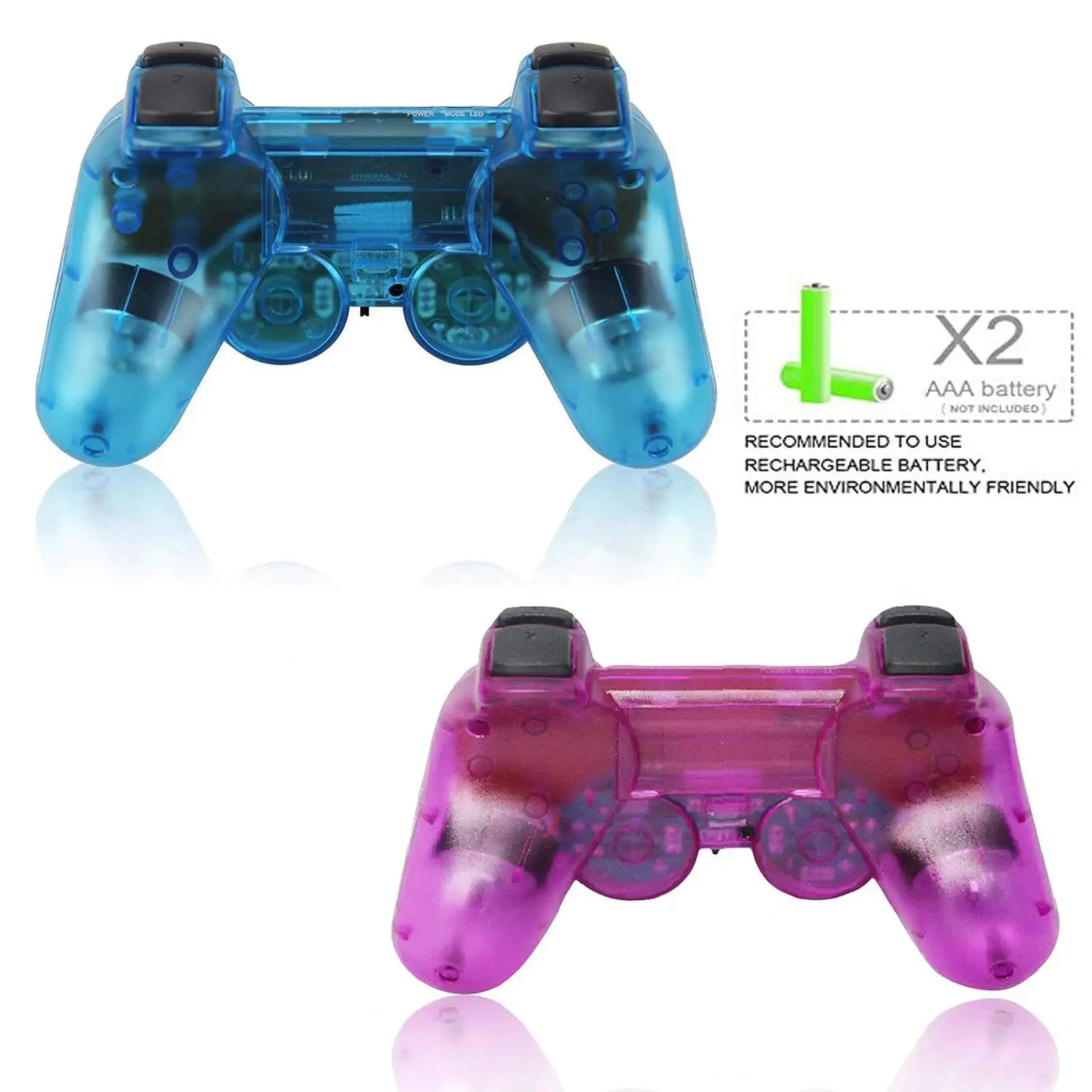 Manette Sans Fil PS2 XMT Double Vibration Joystick 2.4GHz Noir/Couleurs