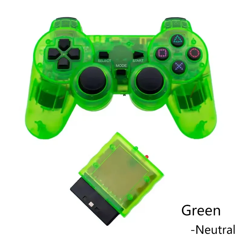 Manette Sans Fil PS2 Gamepad P2 – Coque Transparente & Vibration 2.4GHz