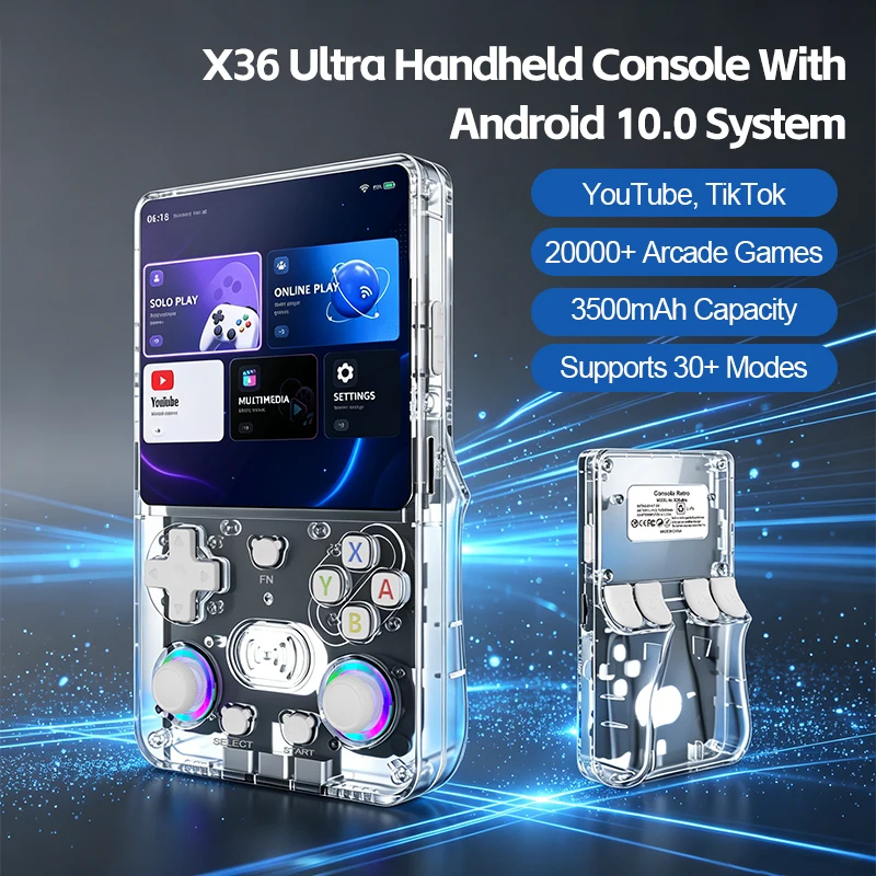 Console de Jeu Portable X36 Ultra – Écran 4.2" IPS, 15000 Jeux, 64Go, Wi-Fi, Linux