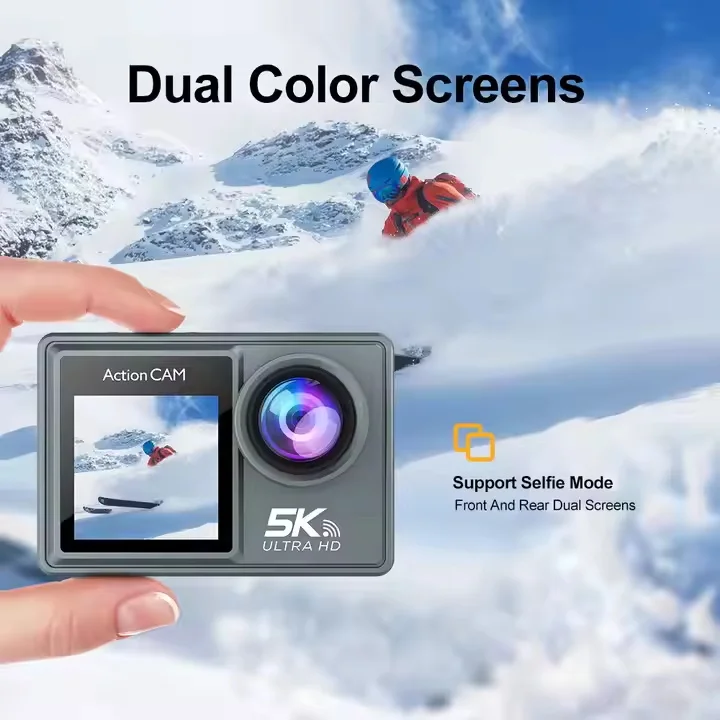 Caméra Sport Action 5K WiFi Double Écran 2.0" Étanche 170° Grand Angle 64GB