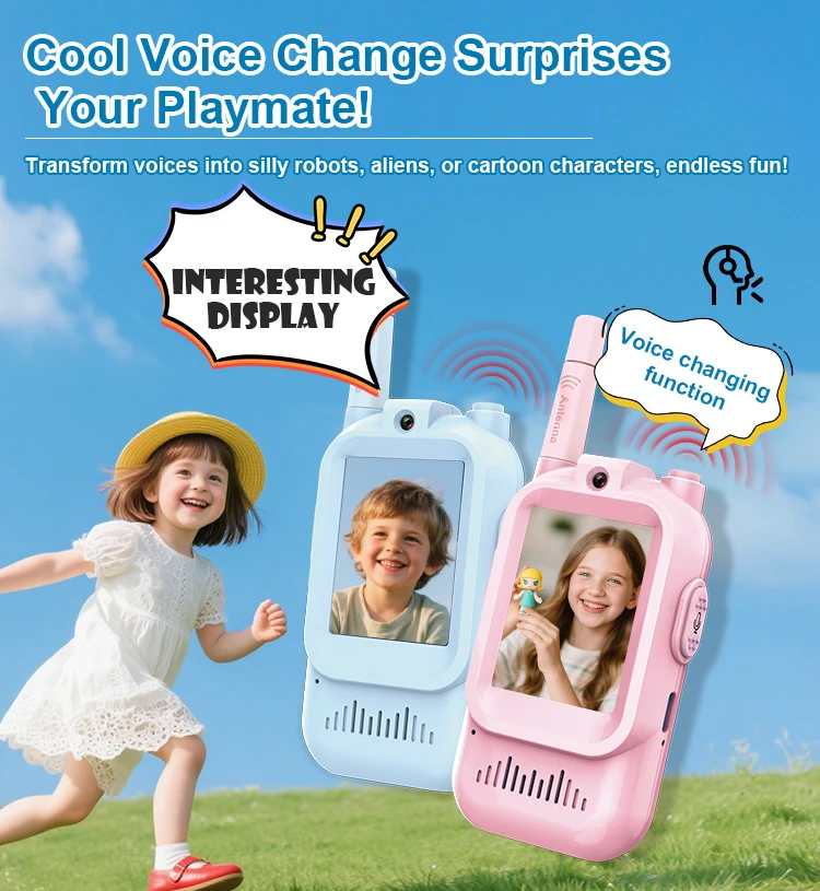 Talkie-Walkie Vidéo Enfant XMT – Interphone HD Cartoon, Portée 1.5km, 15h Autonomie