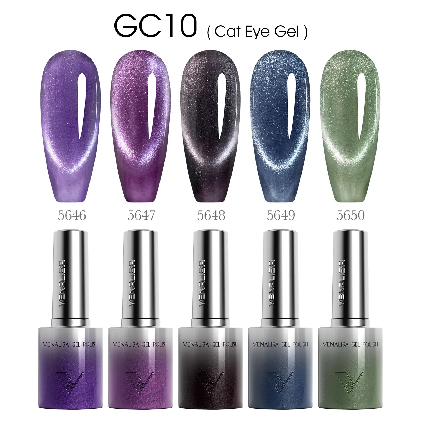 VENALISA Kit Vernis Gel UV Yeux de Chat 5pcs - Sans HEMA, Longue Durée