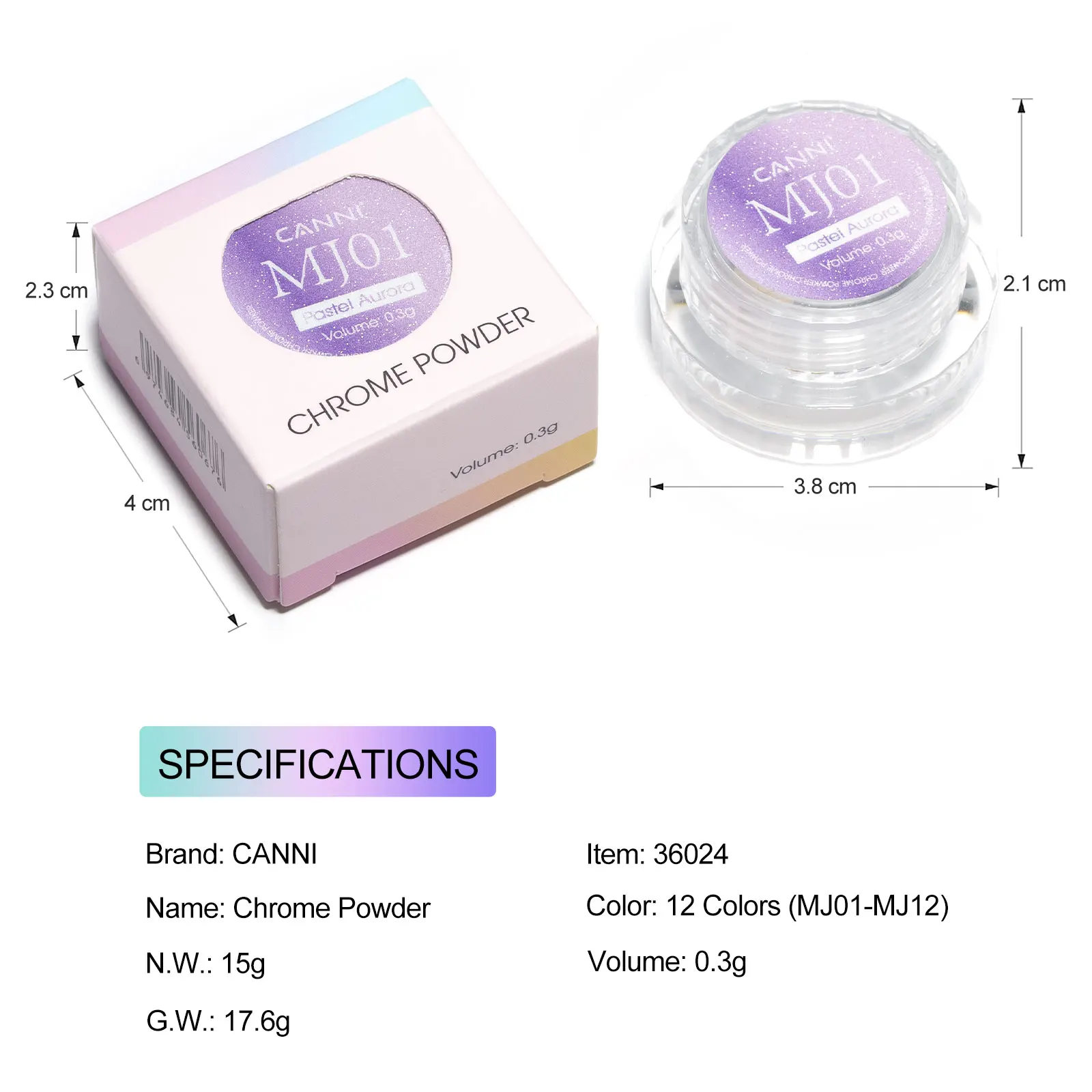 CANNI Poudre Chrome Miroir Nail Art - Effet Métallique Holographique Brillant