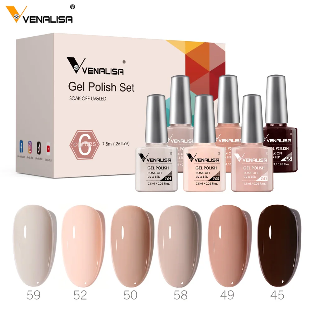 Kit Vernis Gel UV Venalisa 6 Pièces – Manucure Professionnelle Longue Durée