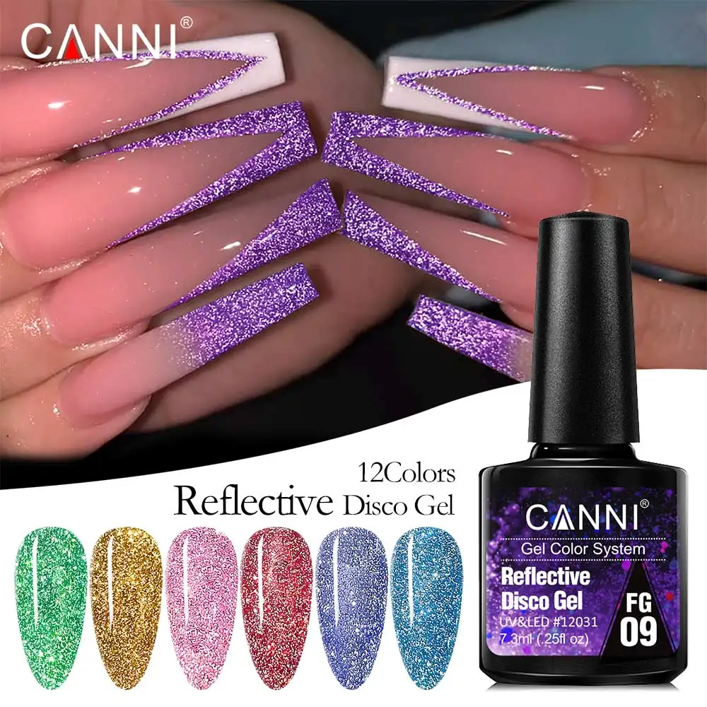 CANNI Gel UV Brillant Disco Paillettes Flash Réfléchissant Semi-Permanent 7,3ml