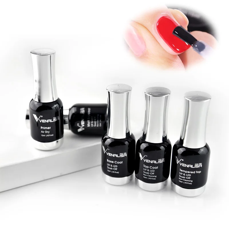 VENALISA Kit 5 Gels UV Professionnels – Base, Top No Wipe, Mat, Diamant & Primaire Acide Free