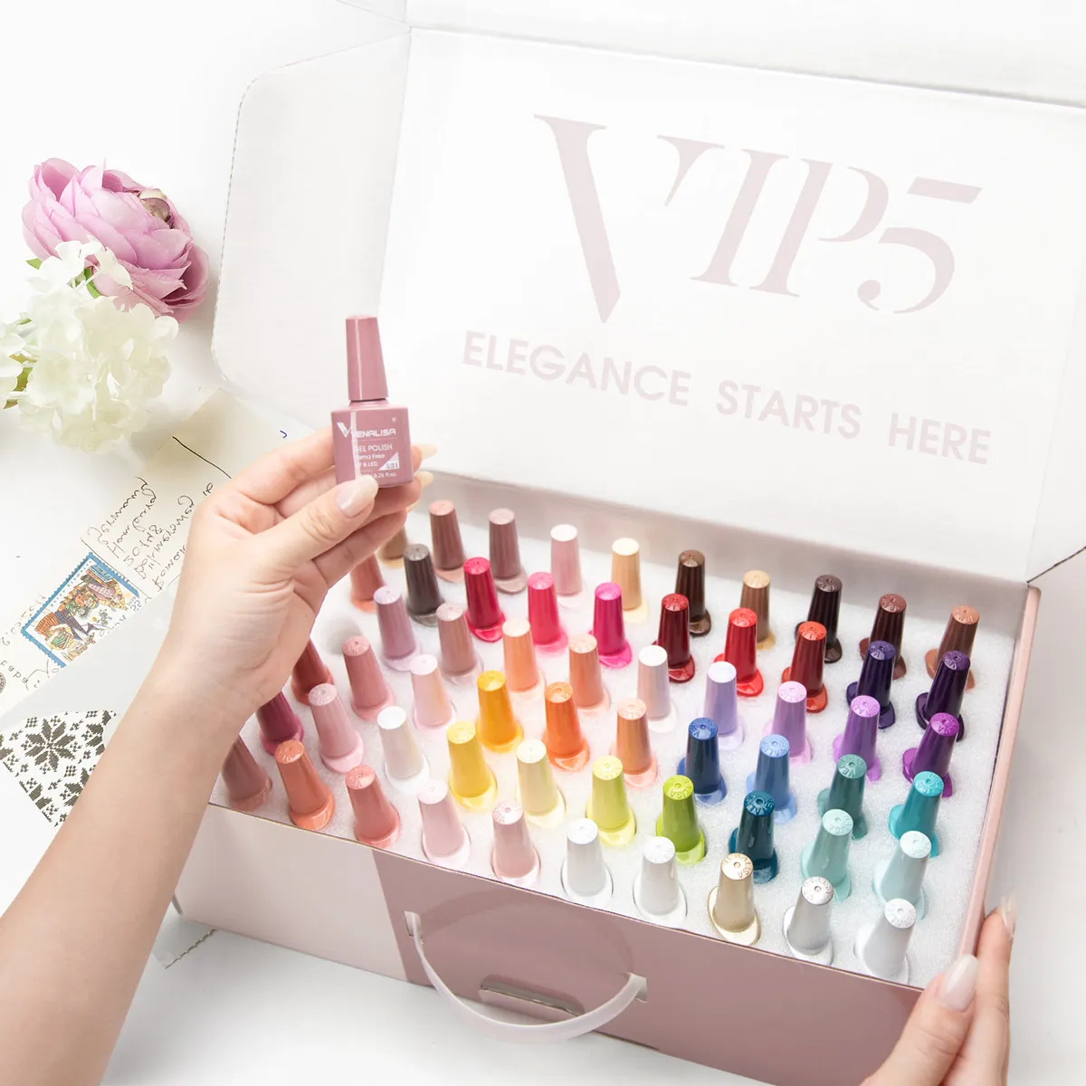 Venalisa VIP5 Kit 60 Vernis Gel UV Permanent Hema Free 7.5ml – Longue Durée