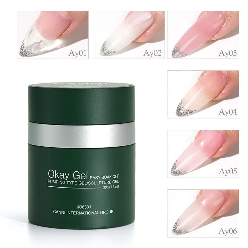 CANNI Gel Extension Ongles 30g – 6 Couleurs UV/LED, Sculpture & Nail Art