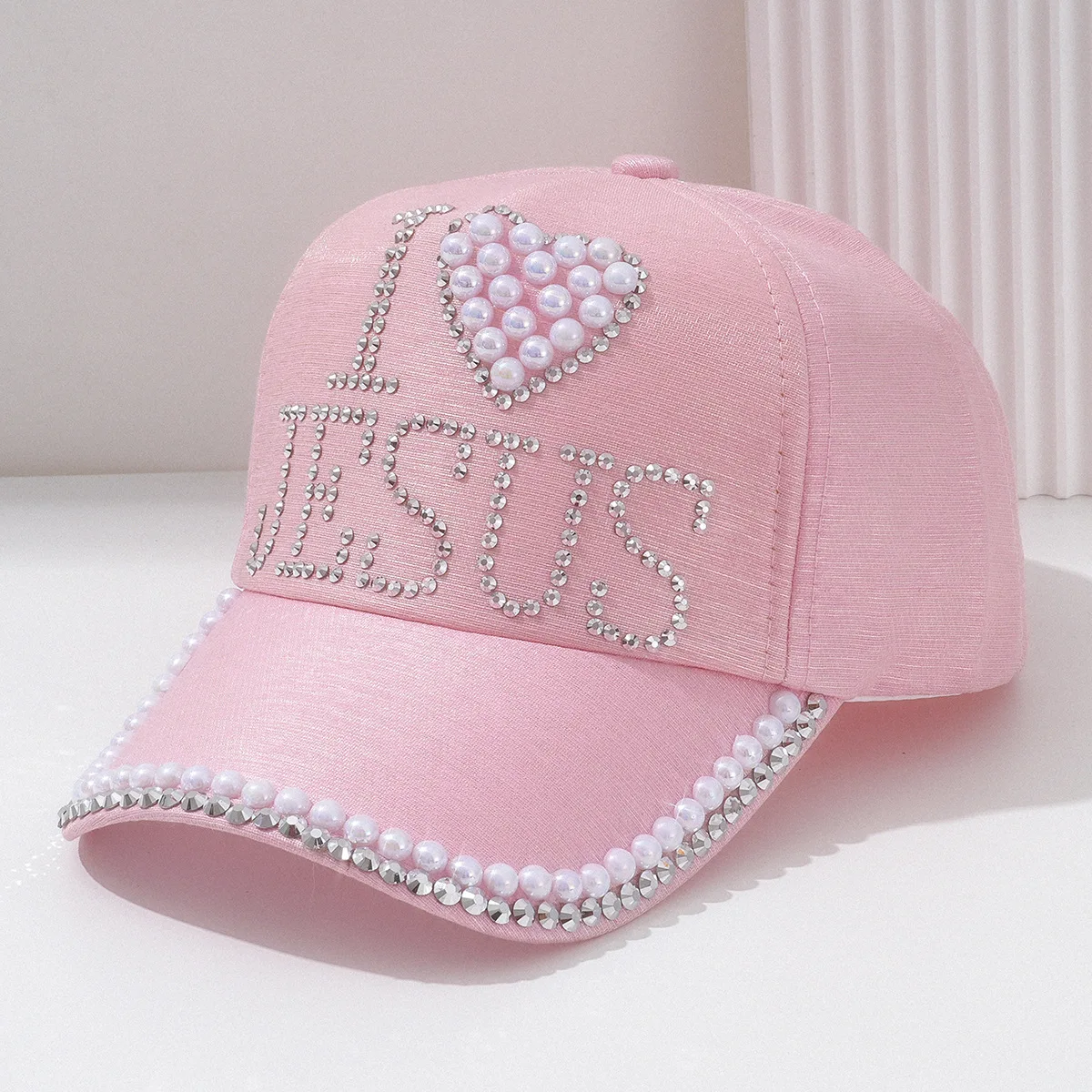 Casquette Baseball Femme Jésus Strass Scintillants | 6 Panneaux Ajustable 4 Couleurs