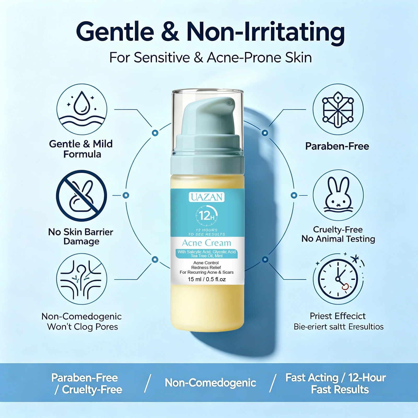 Crème Anti-Acné Acide Salicylique – Efface Cicatrices, Taches & Resserre les Pores