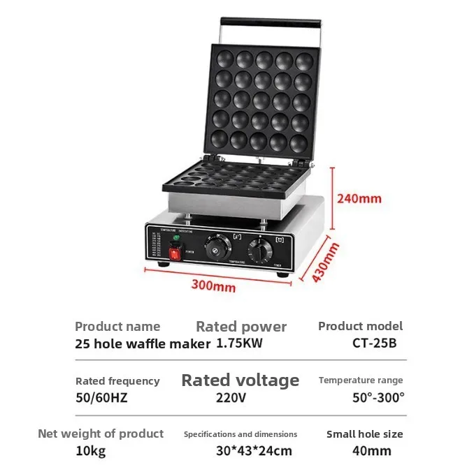 Crêpière électrique commerciale 25 trous – Dorayaki, gaufres & crêpes