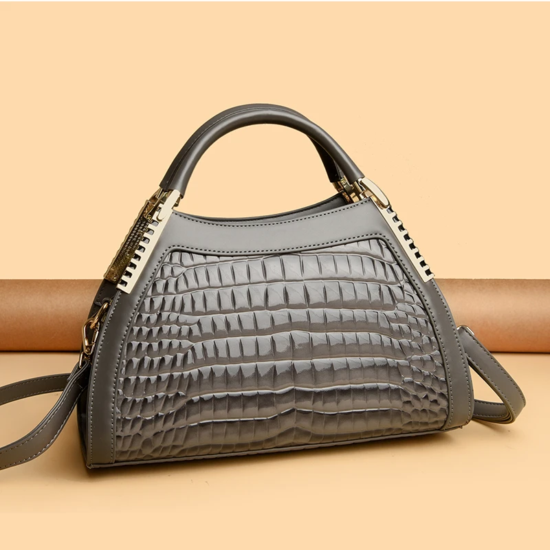Sac à main femme cuir PU imprimé léopard & alligator – Bandoulière tendance toutes saisons