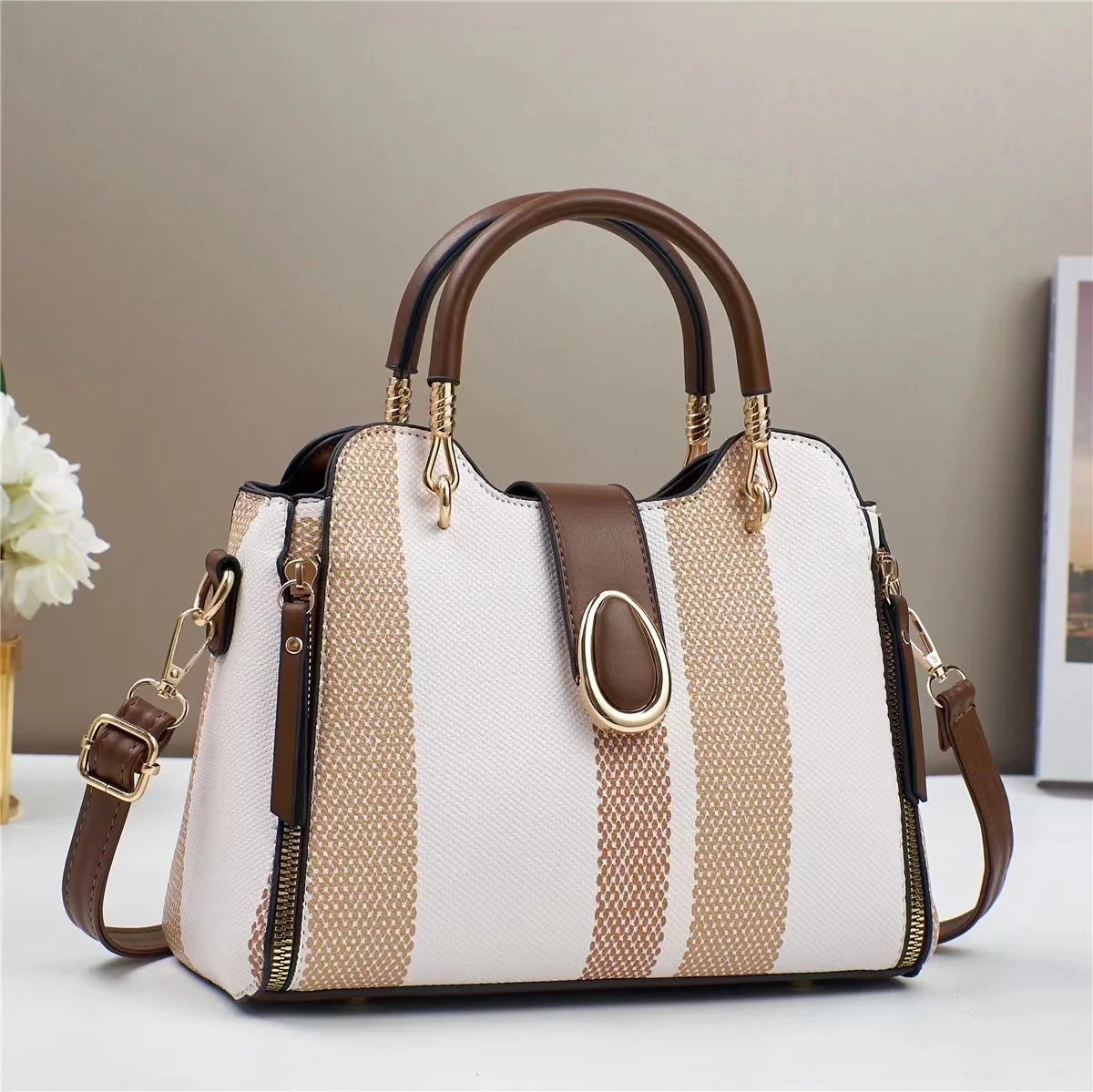 Sac à main de soirée blanc pour femme – Grande capacité, imperméable, fermeture éclair