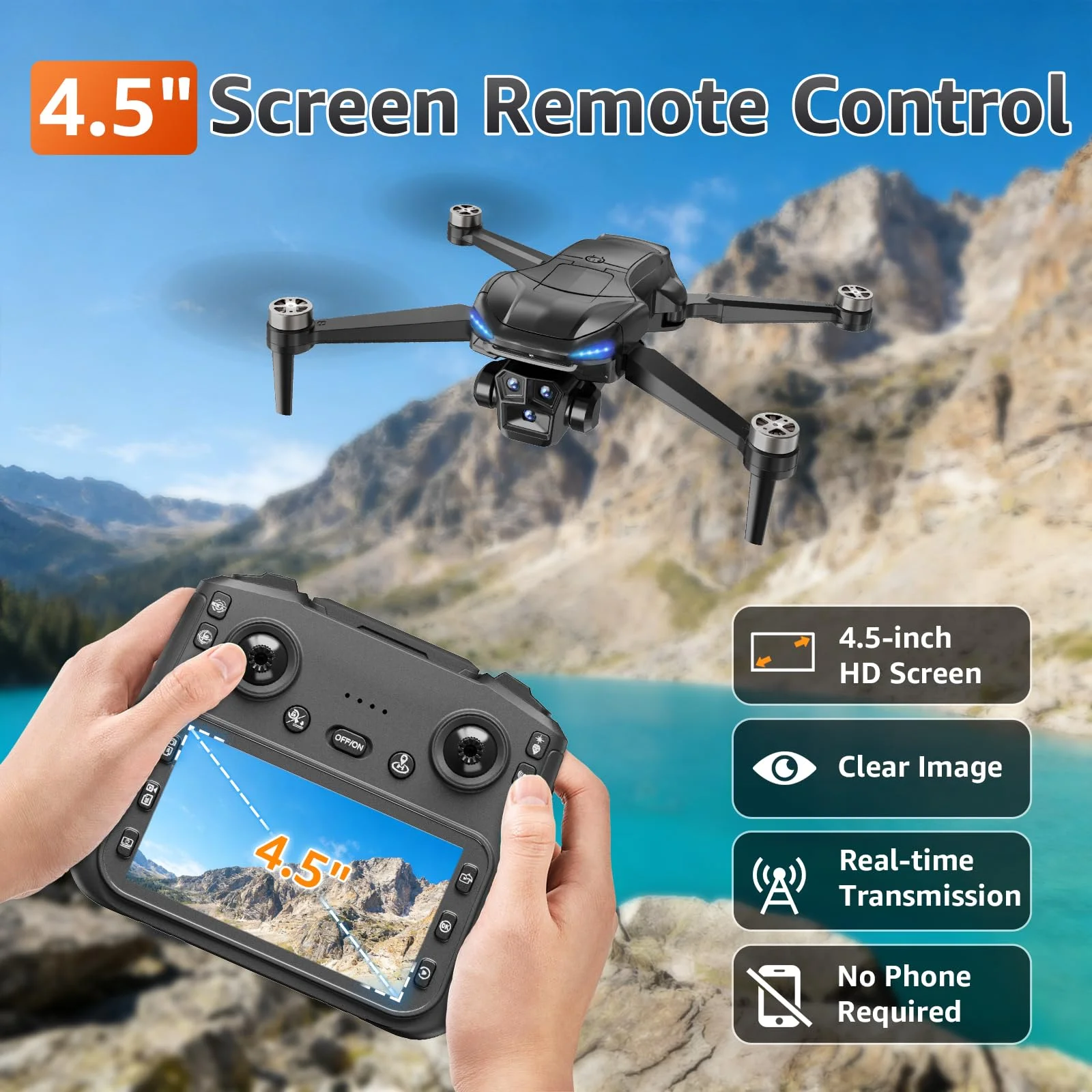 Drone Pliable 4K Brushless Nacelle 3 Axes Écran GPS Évitement Obstacles 1.5km Yaolan
