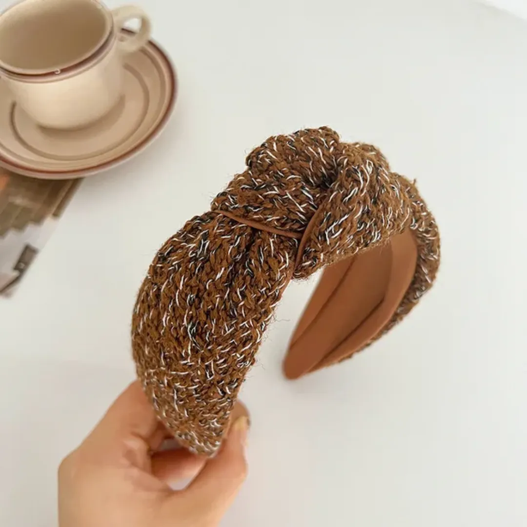 Bandeau Femme Tissé avec Strass – Nœud Large Élégant et Pailleté