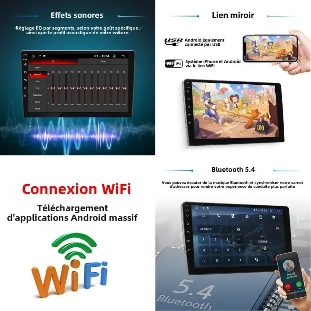 Autoradio 7" 1GB de ram + 16GB de stockage interne, IPS Écran Tactile – GPS, Bluetooth, FM/AM, 2 Din